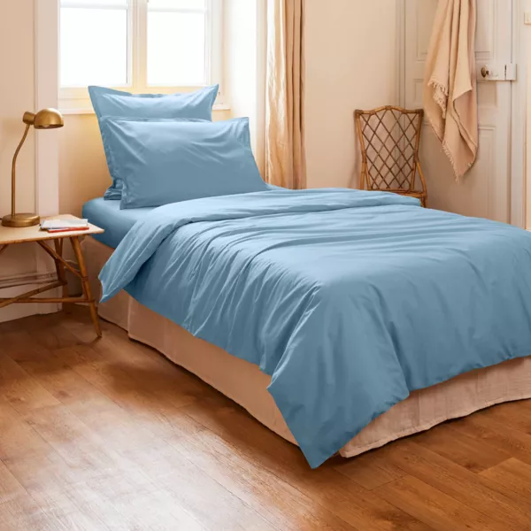 Housse de couette percale de coton (140 x 200 cm) Cali Bleu ciel