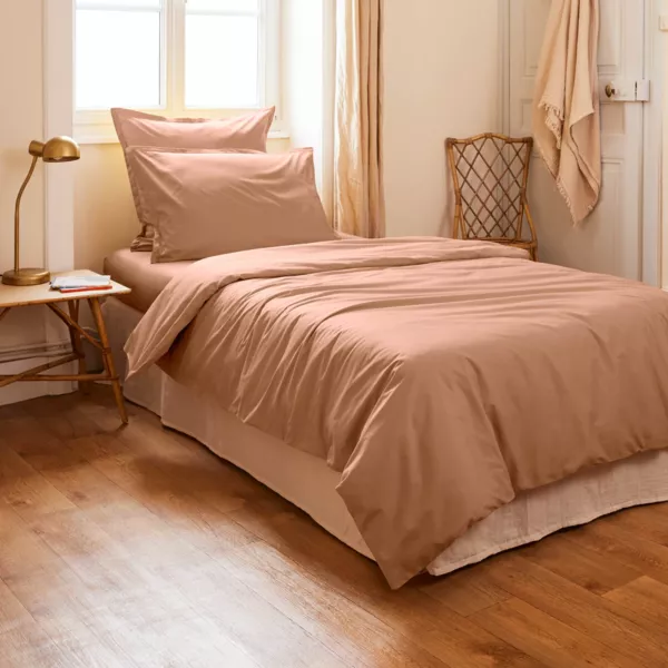 Percale katoenen dekbedovertrek (140 x 200 cm) Cali Peach Roze