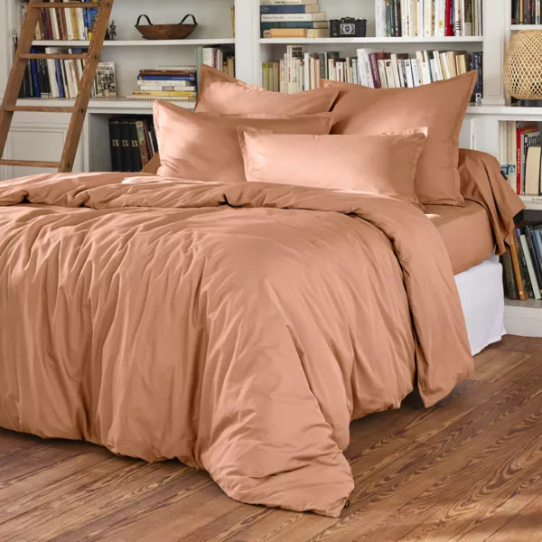 Percale katoenen dekbedovertrek (200 x 200 cm) Cali Perzikroze