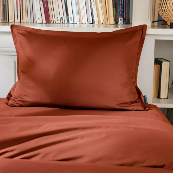 Rektangul�rt pudebetr�k i percale bomuld (50 x 70 cm) Cali Terracotta