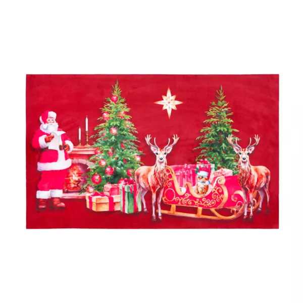 Tapis de No�l antid�rapant (45 x 75 cm) R�veillon de No�l Rouge