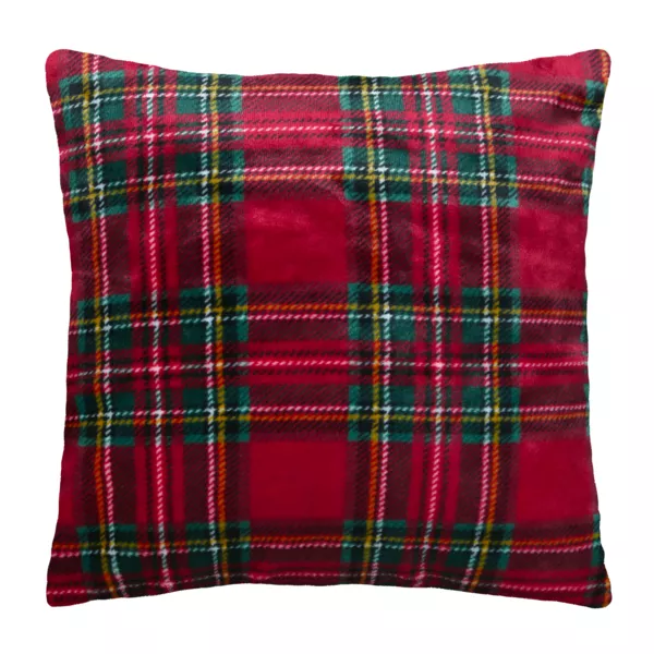 Coussin de No�l carr� (45 x 45 cm) Carreaux Tartan Vert et rouge