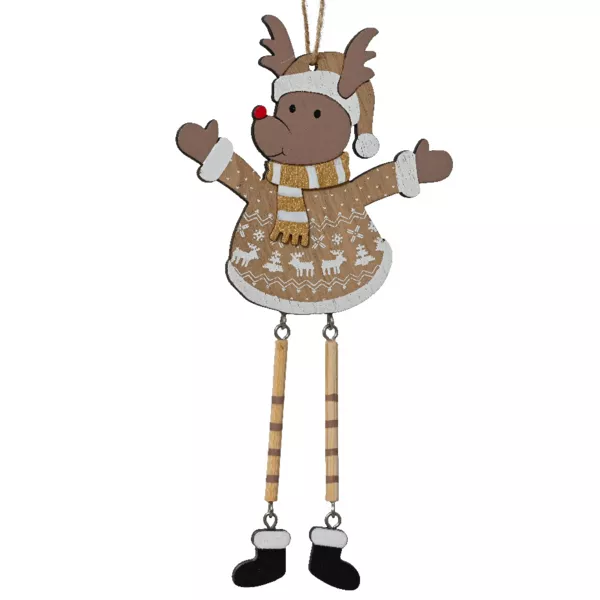 Decorazione natalizia sospesa in feltro e legno (H20 cm) Renna Ars�ne