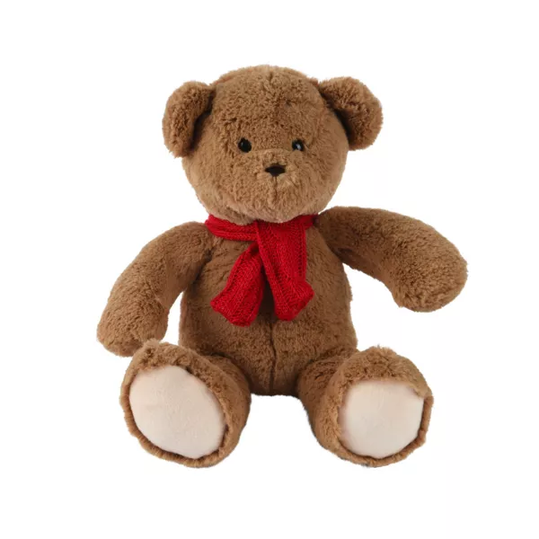 Peluche morbida (H30 cm) Oscar e sciarpa Rossa
