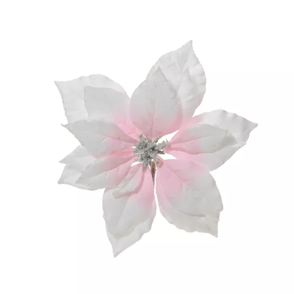 Poinsettia di Natale in poliestere (D24 cm) Venezia Bianco