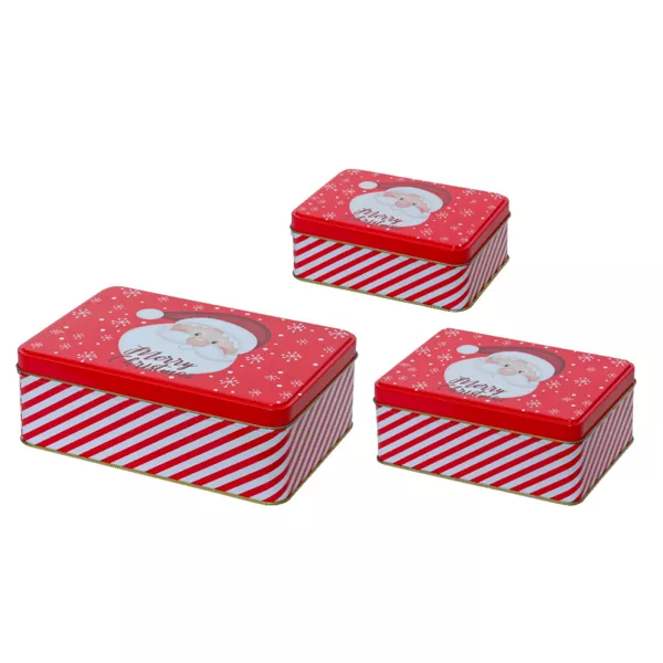 Set von 3 Metallboxen Weihnachtsmann (H13 cm) Rot und Wei�