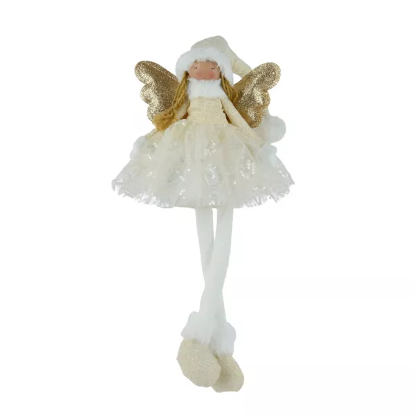 Angelo di Natale gambe morbide (H60 cm) Stella Crema e Oro