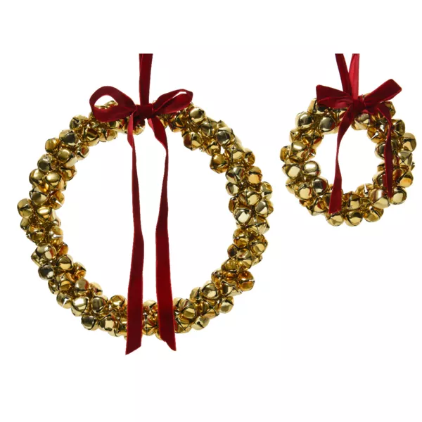 Set van 2 metalen hangdecoraties (D25 cm) Kroon en fluweel Goud
