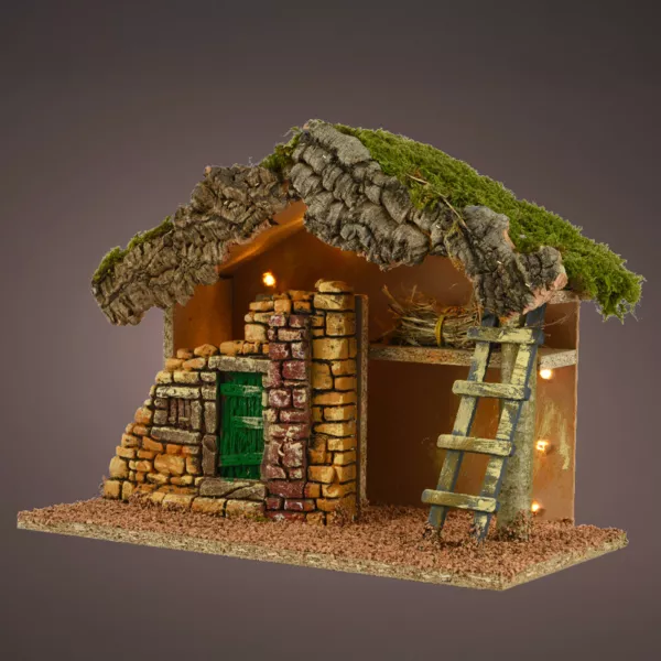 Lege en verlichte kerststal (Hoogte 24 cm) Saint-Clotaire