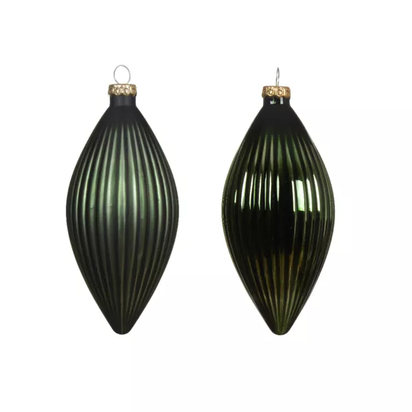 Set von 3 Weihnachtskugeln aus Glas (D60 mm) Kostbare Tropfen Tannengr�n