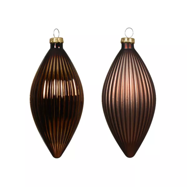 Set van 3 glazen kerstballen (D60 mm) Kostbare Druppel Koffiebruin