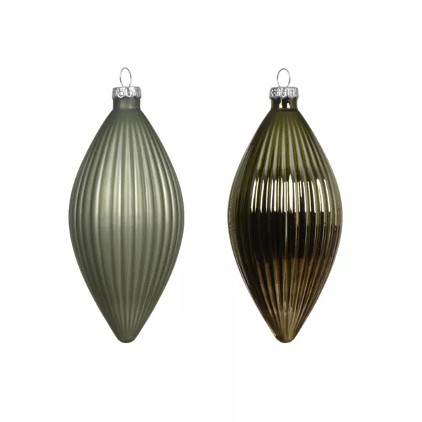 Set di 3 palline di Natale in vetro (D60 mm) Goccia preziosa Verde rosmarino