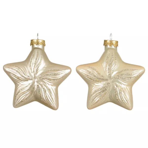 Set di 2 pendenti in vetro (H10 cm) Stelle Celesti Perla