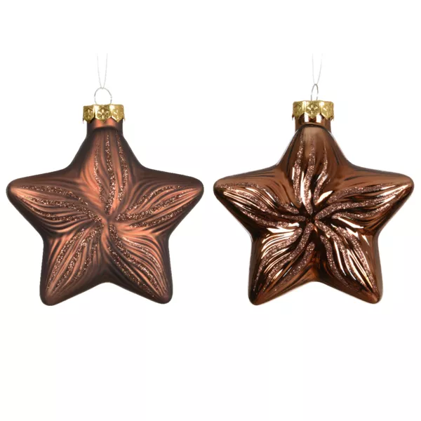 Lote de 2 suspensiones de vidrio (H10 cm) Estrellas Celestiales Marr�n caf�