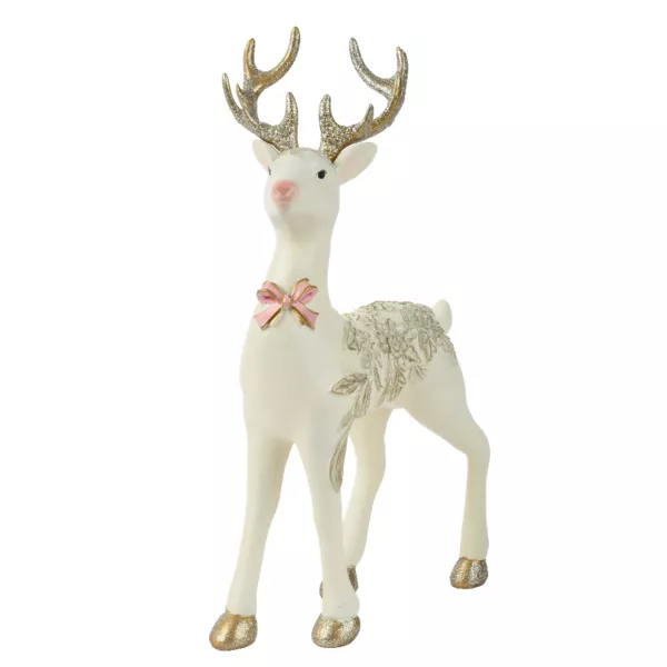 Renna natalizia (H30 cm) Principe del Bosco Bianco e rosa