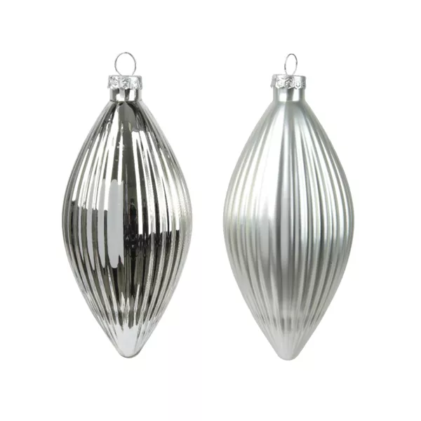 Set di 3 palline di Natale in vetro (D60 mm) Goccia preziosa Argento