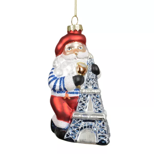 Adorno de Navidad colgante de vidrio (H14 cm) Pap� Noel Parisino Multicolor