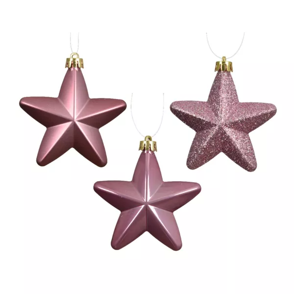 Set von 6 Weihnachtssternen zum Aufh�ngen (H7 cm) Alpine Altrosa
