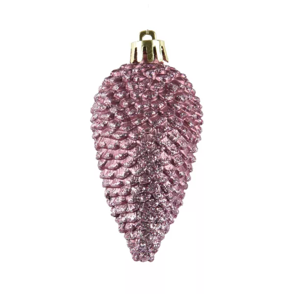 Set di 6 pigne da appendere (H8 cm) Alpine Vecchio rosa