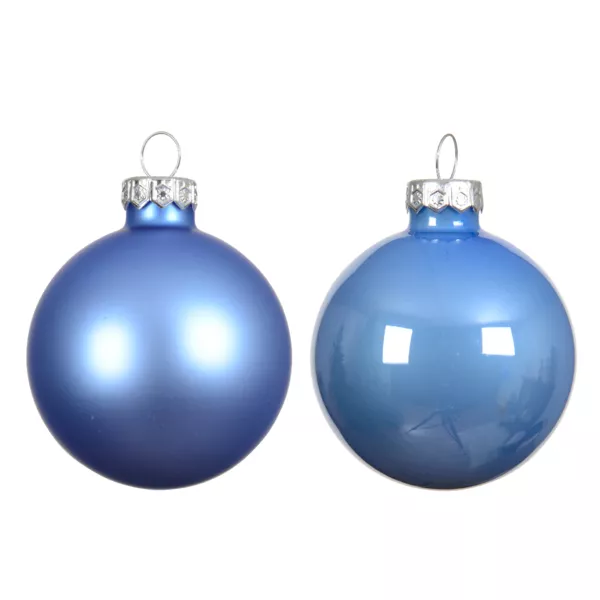 S�t med 4 Julekugler i glas (D100 mm) Boreal Himmelbl�