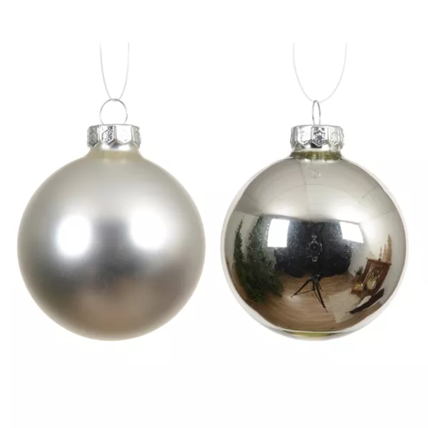 6er Set Weihnachtskugeln aus Glas (D80 mm) Boreal Silber