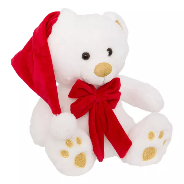 Orso di peluche (H34 cm) Jules e Fiocco in velluto Bianco e rosso