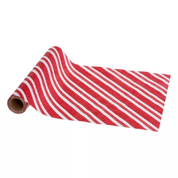 Weihnachtstischl�ufer (300 x 28 cm) Festliche Streifen Wei� und Rot