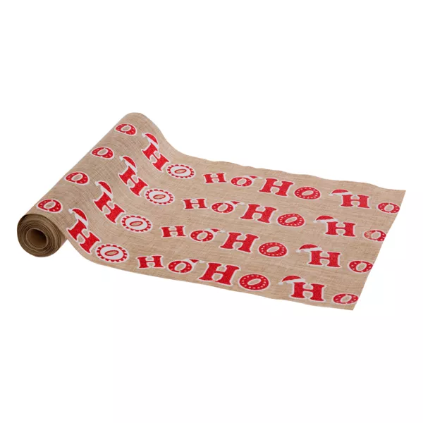 Jute tafelloper (300 x 28 cm) Hohoho Beige en rood