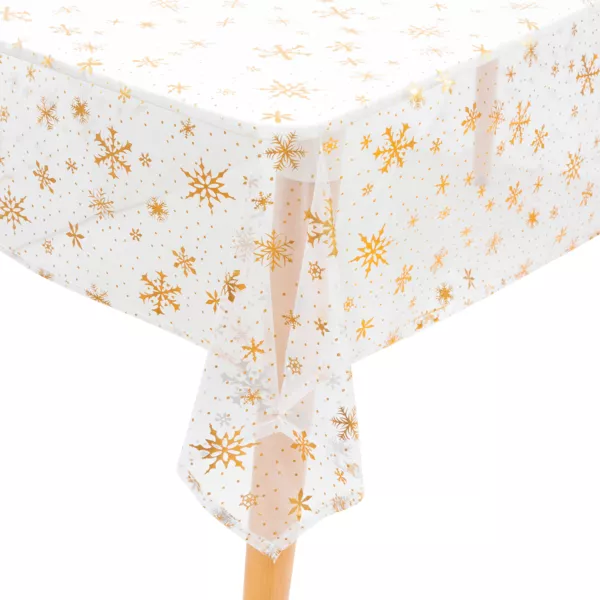 Mantel de Navidad rectangular (140 x 360 cm) Copo de nieve Blanco