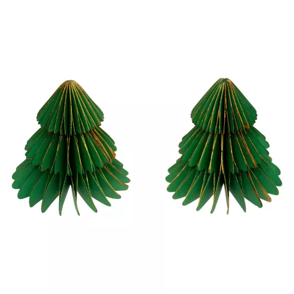 Lot de 2 minis Sapins d�coratifs (H6 cm) Papier magn�tique Vert