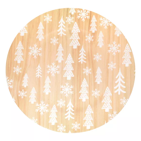 Set van 12 onderzetters met houteffect Witte Sparren