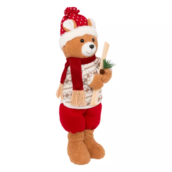 Stehender Pl�schb�r (H50 cm) Kleiner Skifahrer Rot