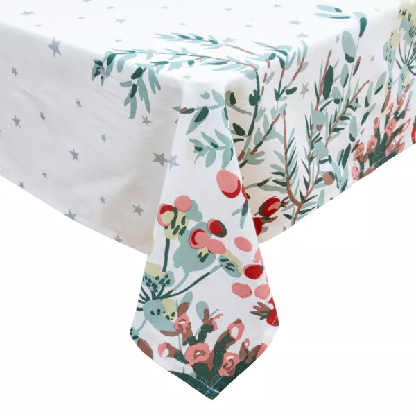 Nappe de No�l rectangulaire (140 x 240 cm) No�l Nature Blanc