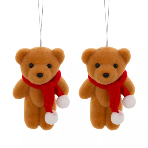 Lot de 2 suspensions (H12 cm) Oursons mignons Marron clair