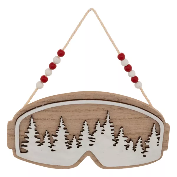 Weihnachtsanh�nger aus Holz (H16 cm) Skimaske Natur