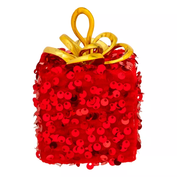 Cadeau de No�l � suspendre (H10 cm) Sequins Rouge