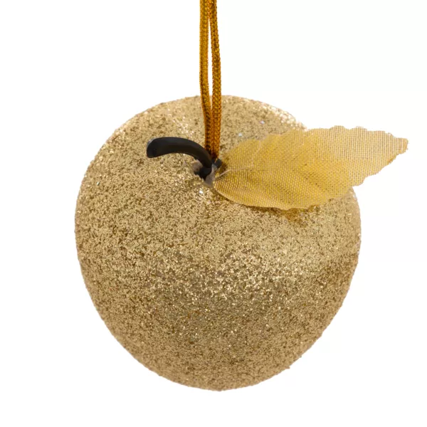 Lot de 6 suspensions (H6 cm) Pommes gourmandes Dor�es paillet�es