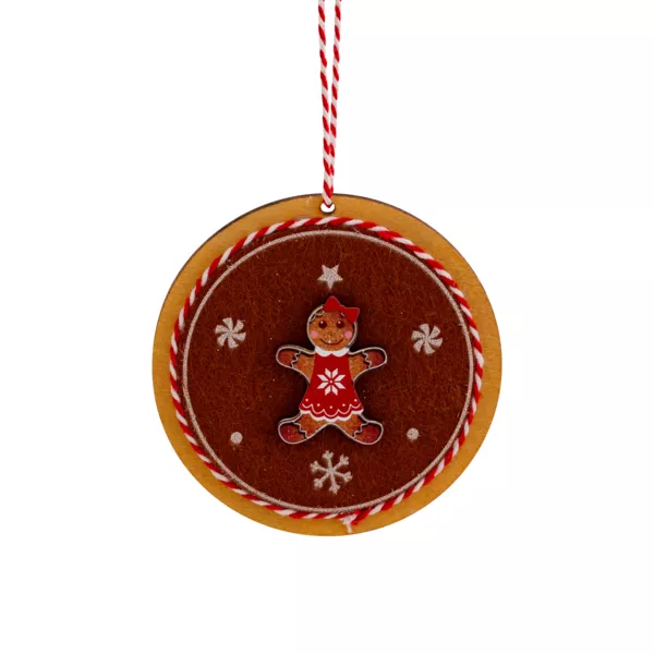 Suspension de No�l en bois (D9 cm) Rondin Pain d'�pices Marron
