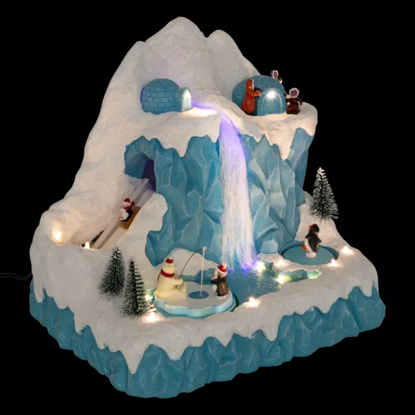 Musikalisches und animiertes Weihnachtsdorf (H26 cm) Pinguin-Eisbahn