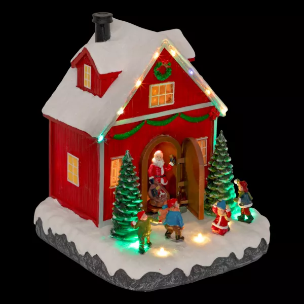 Sc�ne de vie illumin�e et anim�e (H18 cm) P�re No�l et enfants