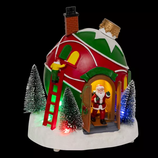 Villaggio di Natale musicale e animato a pile (H22 cm) Capanna di Babbo Natale