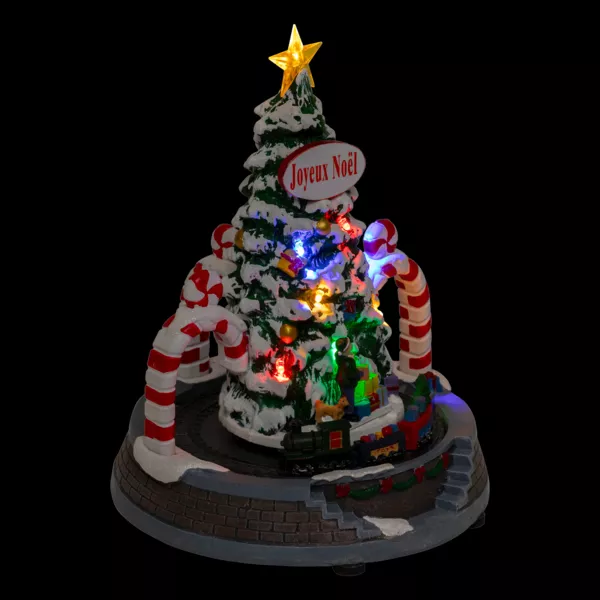 Beleuchteter und animierter Weihnachtsbaum mit Batteriebetrieb (H24 cm) Zuckerstangenb�gen