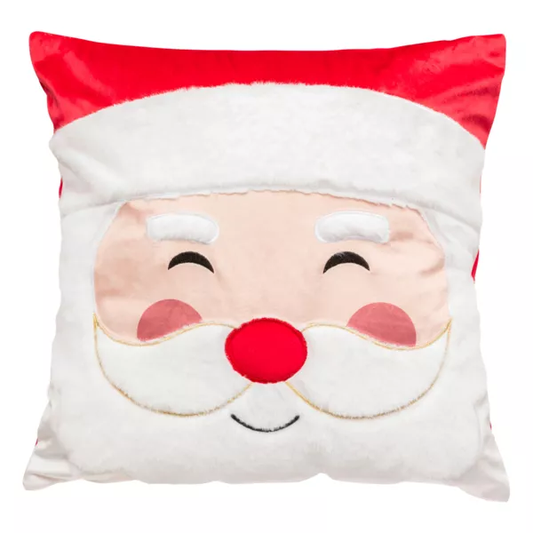 Kerstkussen vierkant (40 x 40 cm) Vrolijke Kerstman Wit en rood