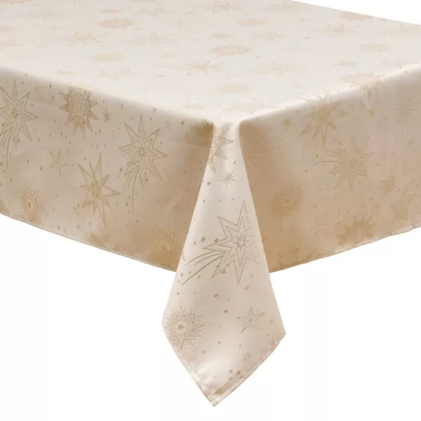 Nappe de No�l rectangulaire (140 x 240 cm) Nuit �toil�e Beige et dor�