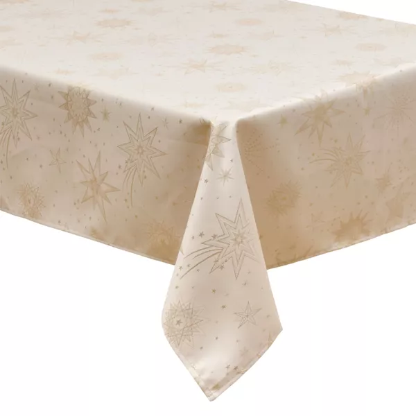 Mantel de Navidad rectangular (360 x 140 cm) Noche estrellada Beige y dorado