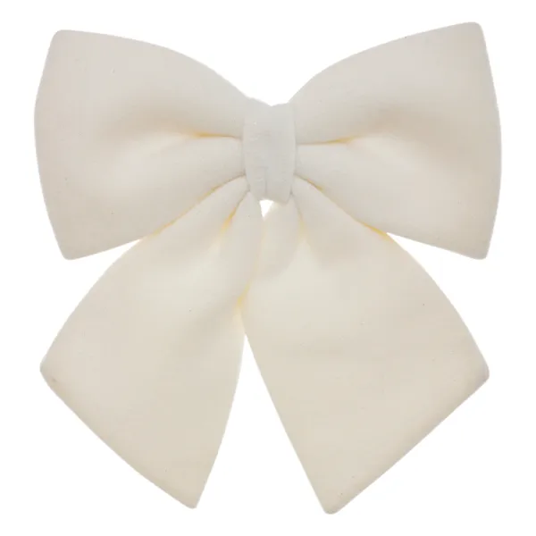 Grand nœud de Noël en laine (H43 cm) Prestige Blanc