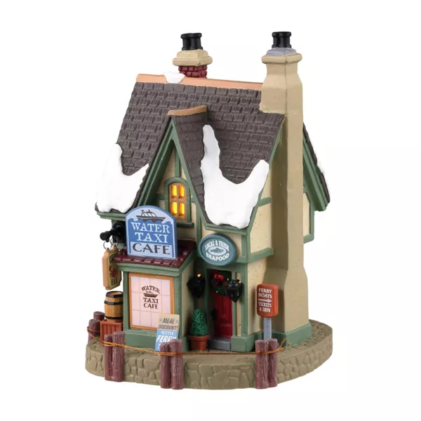Pueblo de Navidad Lemax luminoso Caf� Agua Taxi