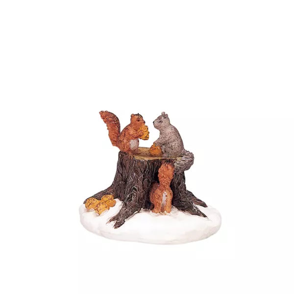 Accessoire Lemax (H3,4 cm) Ecureuils et tronc d'arbre