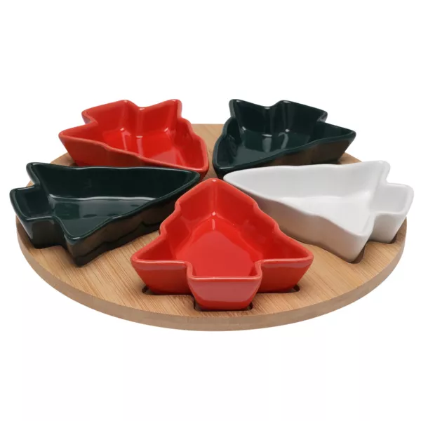 Tapas-Platte und 5 Teller (D25 cm) Modern Tannenbaum Mehrfarbig