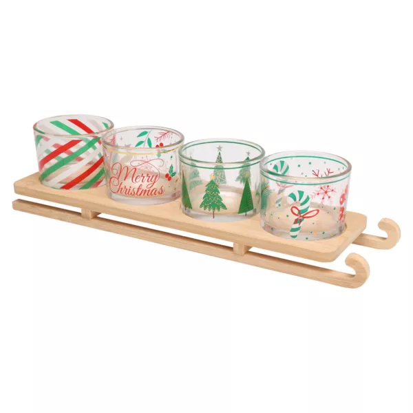 Plateau de service et 4 bols (33 x 8,5 cm) Traineau Multicolore